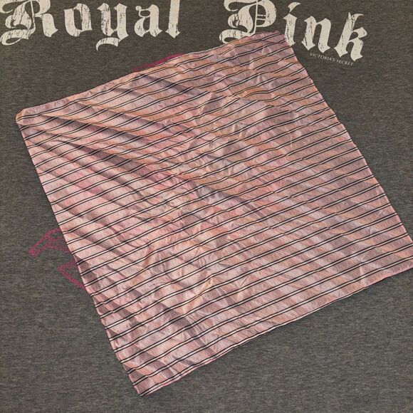 Victoria’s Secret Satin Silky 100% Polyester Pink and White Stripe Logo Scarf - Picture 5 of 10